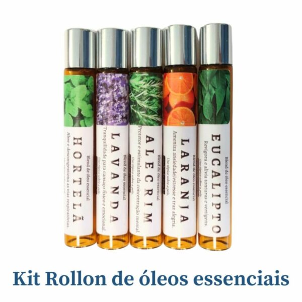 Kit Rollon com óleos essenciais - 5 unidades de 10ml
